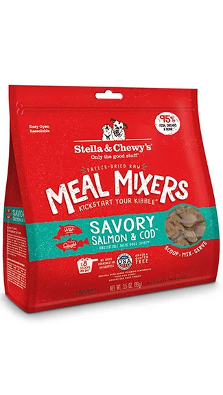 Dog food with added coconut oil for healthy skin, coat, and digestion-Stella & Chewy's Meal Mixers: Savory Salmon & Cod