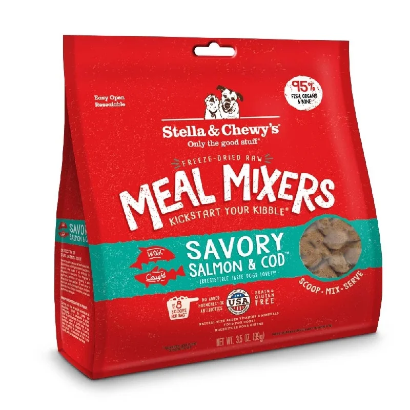 Best dog food for senior dogs with joint support and vitamins-Stella & Chewy's Freeze Dried Raw Savory Salmon & Cod Meal Mixers Grain Free Dog Food Topper