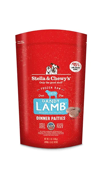 Wet dog food with real chicken and vegetables for a tasty treat-Stella & Chewy's Frozen Dinner Patties: Dandy Lamb