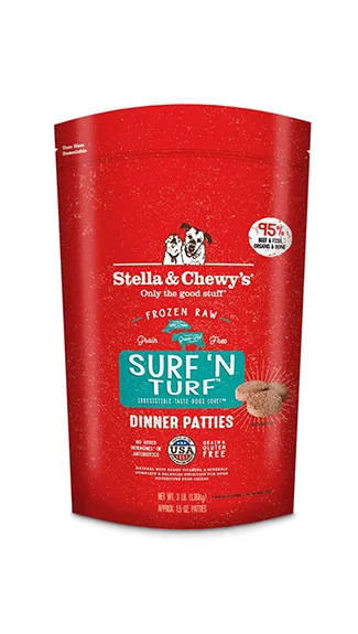 Best dog food for dental health with kibble that helps reduce plaque buildup-Stella & Chewy's Frozen Dinner Patties: Surf 'N Turf