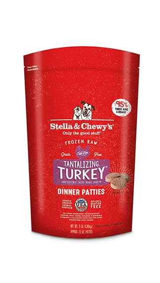 Best dog food for dogs with diabetes with low-glycemic ingredients-Stella & Chewy's Frozen Dinner Patties: Tantalizing Turkey