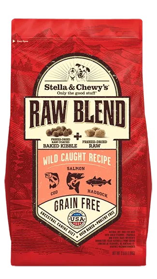 Dog food with probiotics for a healthy gut microbiome and digestion-Stella & Chewy's Raw Blend Kibble: Wild Caught Recipe