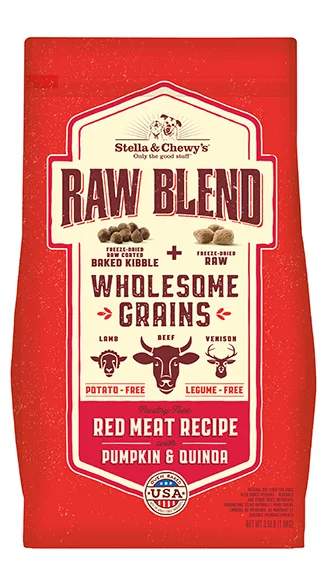 Dog food with added coconut oil for healthy skin, coat, and digestion-Stella & Chewy's Raw Blend Wholesome Grains Kibble: Red Meat Recipe