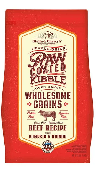 Best dog food with real fish for a source of healthy protein and omega-3-Stella & Chewy's Raw Coated Kibble with Wholesome Grains: Grass-Fed Beef Recipe