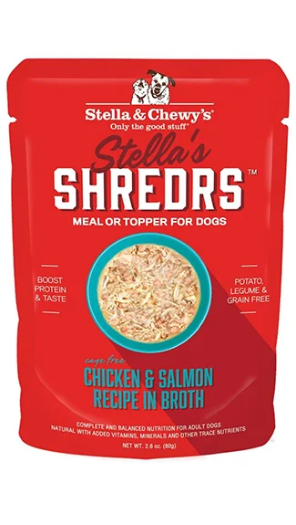 Best dog food for dogs with skin allergies to reduce itching and dryness-Stella & Chewy's Shredrs: Chicken & Salmon