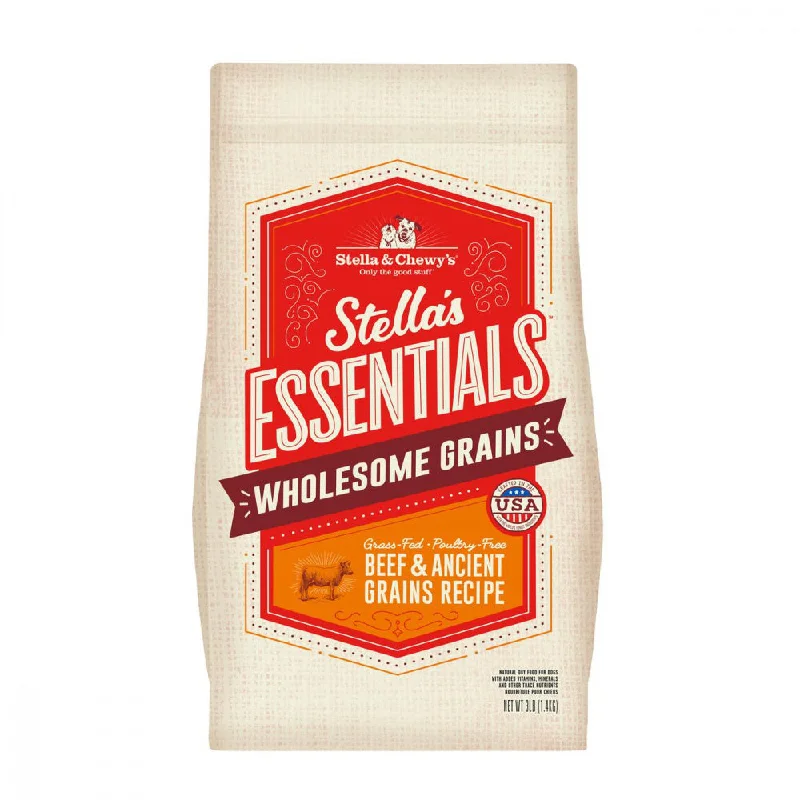 Dog food with probiotics for a healthy gut microbiome and digestion-Stella & Chewy's Stella's Essentials Kibble Grass Fed Beef & Wholesome Grains Recipe Dry Dog Food