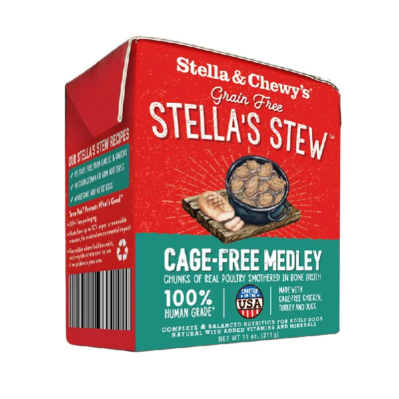 Wet dog food with beef and potatoes for a hearty, filling meal-Stella & Chewy's Stella's Stew Cage Free Medley Recipe Food Topper for Dogs