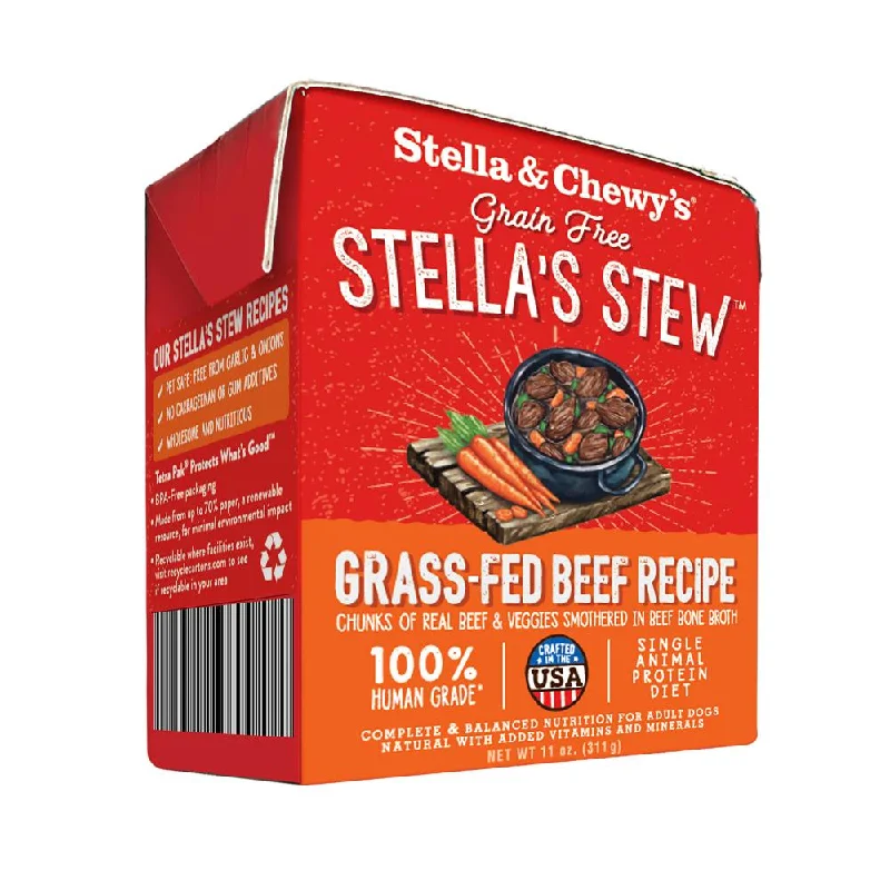 Wet dog food with beef and potatoes for a hearty, filling meal-Stella & Chewy's Stella's Stew Grass Fed Beef Recipe Food Topper for Dogs