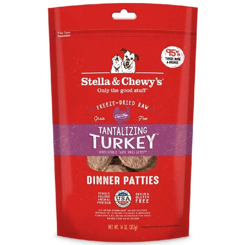 Best dog food for dogs with pancreatitis to support digestive health-Stella & Chewy's Tantalizing Turkey Grain Free Dinner Patties Freeze Dried Raw Dog Food