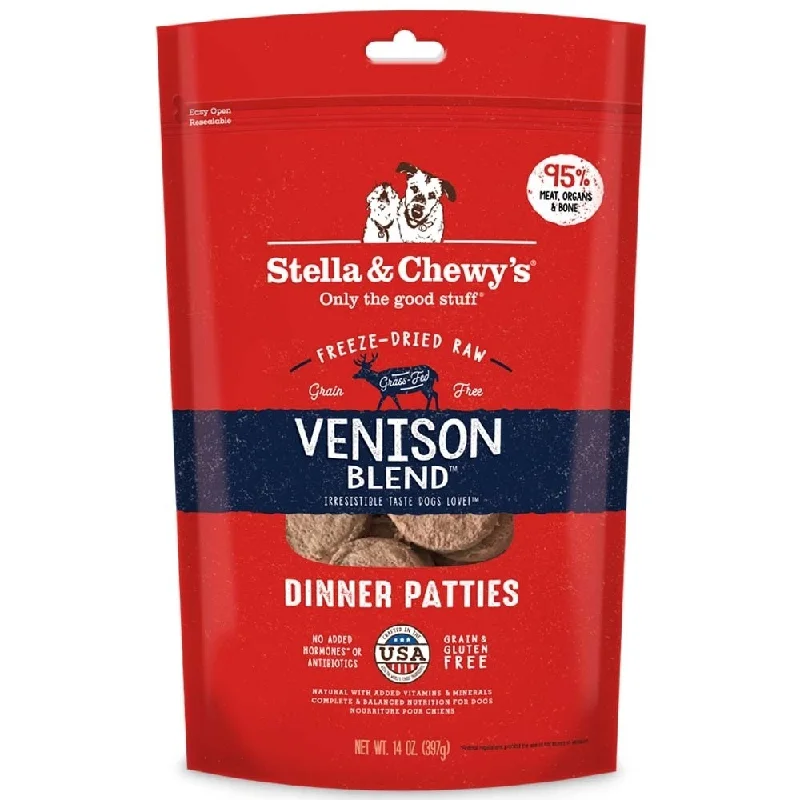 Best dog food for active dogs with high protein and energy levels-Stella & Chewy's Venison Blend Grain Free Dinner Patties Freeze Dried Raw Dog Food