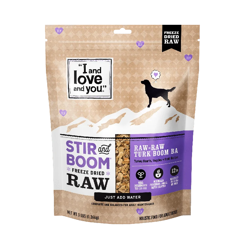 High-fiber dog food with chicory root for better digestion and gut health-Stir and Boom - Raw Raw Turk Boom Ba