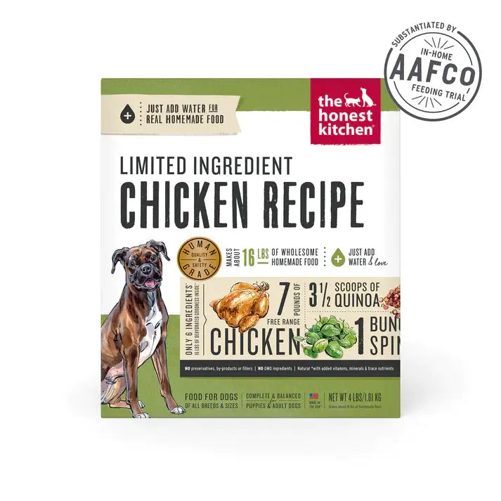 High-quality dog food with added glucosamine for hip and joint health-The Honest Kitchen Dehydrated Limited Ingredient Chicken Recipe Dog Food