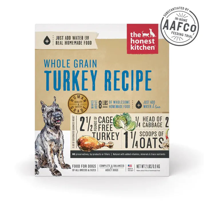 Natural dog food with grain-free ingredients for sensitive stomachs-The Honest Kitchen Dehydrated Whole Grain Turkey Recipe Dog Food