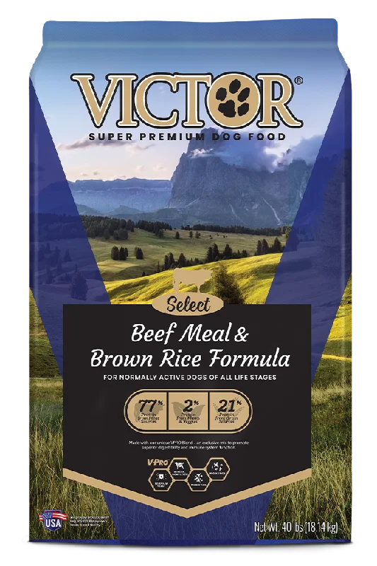 Wet dog food with real chicken and vegetables for a tasty treat-Victor Select Beef Meal & Brown Rice Formula Dry Dog Food