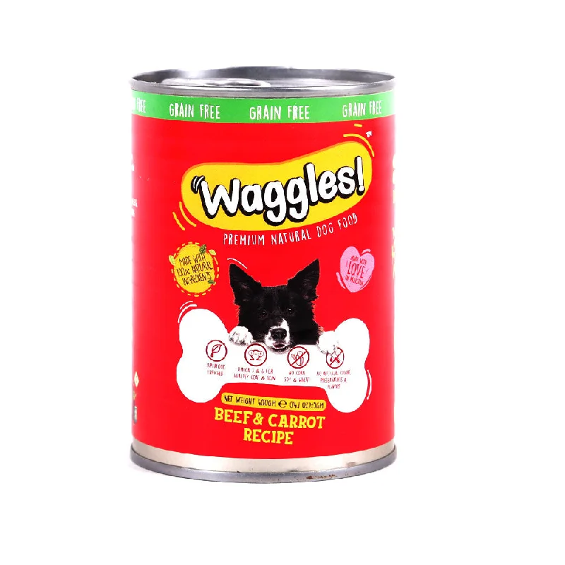 High-quality dog food with freeze-dried raw ingredients for added nutrition-WAGGLES DOG FOOD BEEF & CARROT 400 GM