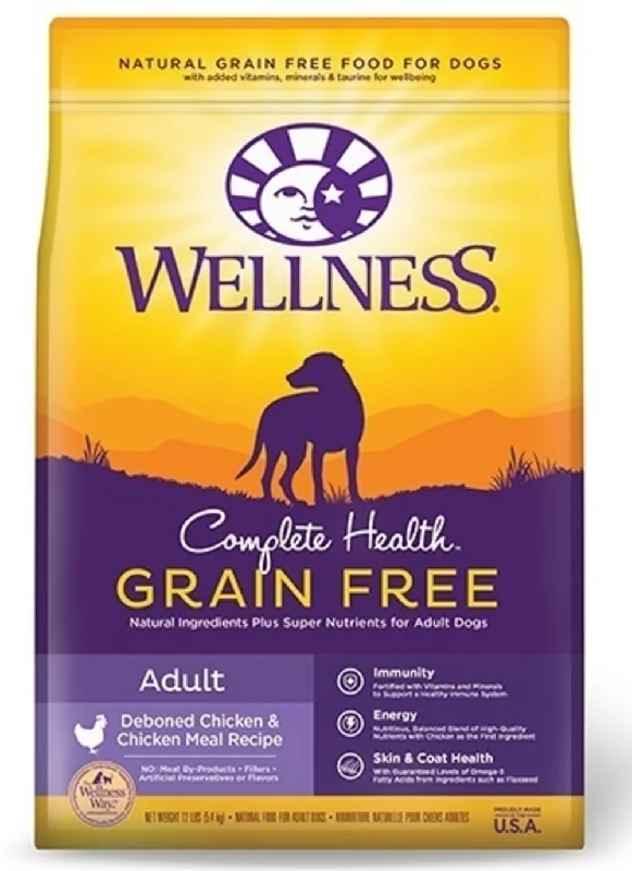 High-protein dog food with bison for a unique and healthy protein choice-Wellness Complete Health Natural Adult Grain Free Deboned Chicken and Chicken Meal Recipe Dry Dog Food