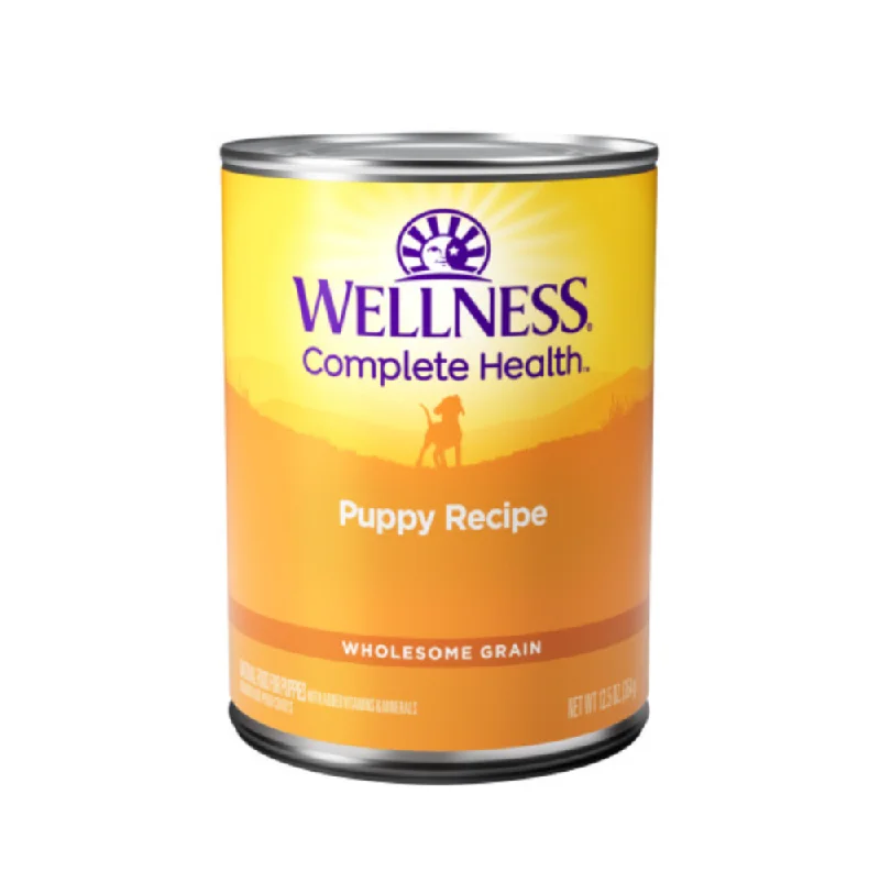 Best dog food for dogs with allergies to beef and poultry proteins-Wellness Complete Health Natural Just for Puppy Chicken and Salmon Recipe Wet Canned Dog Food