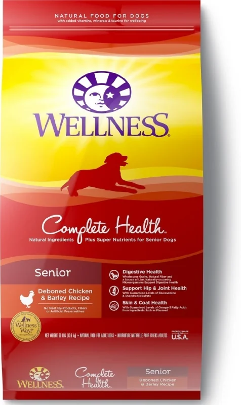 Best dog food with organic brown rice for a nutritious, whole-grain option-Wellness Complete Health Natural Senior Health Chicken Recipe Dry Dog Food