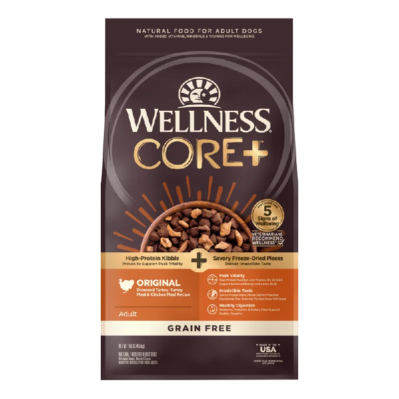 Best dog food for weight management with low-calorie formulas-Wellness CORE RawRev Natural Grain Free Original Turkey & Chicken with Freeze Dried Turkey Dry Dog Food