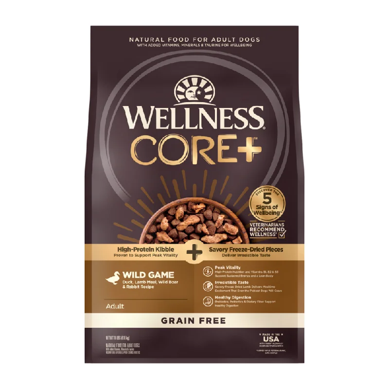 Best dog food for joint health with added glucosamine and chondroitin-Wellness CORE RawRev Natural Grain Free Wild Game Duck, Lamb, Wild Boar & Rabbit with Freeze Dried Lamb Dry Dog Food