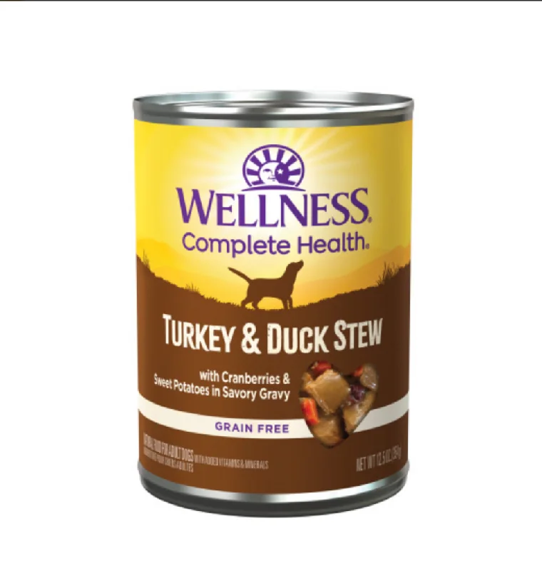 Best dog food with added vitamins and minerals for overall health support-Wellness Grain Free Natural Turkey and Duck Stew with Sweet Potato and Cranberries Wet Canned Dog Food