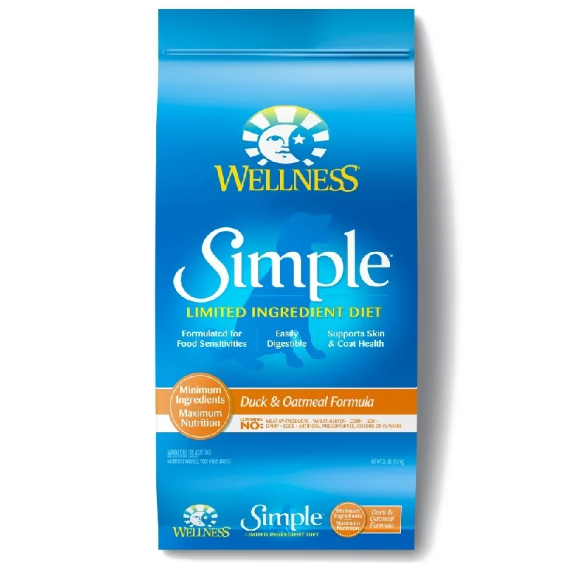 Best dog food for active puppies with energy-boosting ingredients and vitamins-Wellness Simple Natural Limited Ingredient Diet Duck and Oatmeal Recipe Dry Dog Food