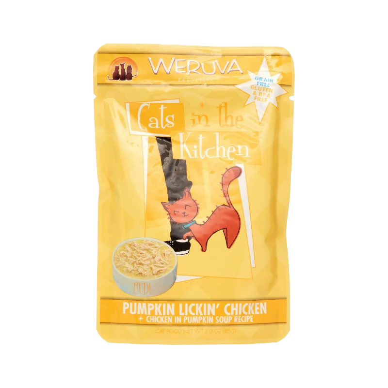 Grain-inclusive dog food with brown rice for balanced nutrition and fiber-Weruva Cats in the Kitchen Pumpkin Lickin' Chicken in Pumpkin Soup Recipe Cat Food Pouches 3 oz