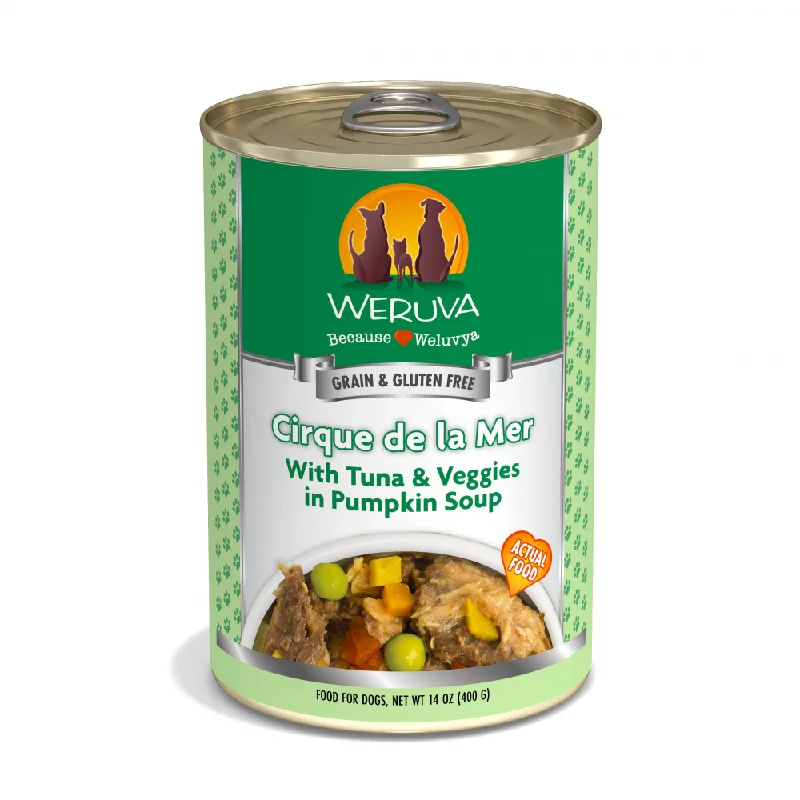 Best dog food for small breeds with small-sized kibble for easy chewing-Weruva Cirque de la Mer with Tuna & Veggies in Pumpkin Soup Canned Dog Food