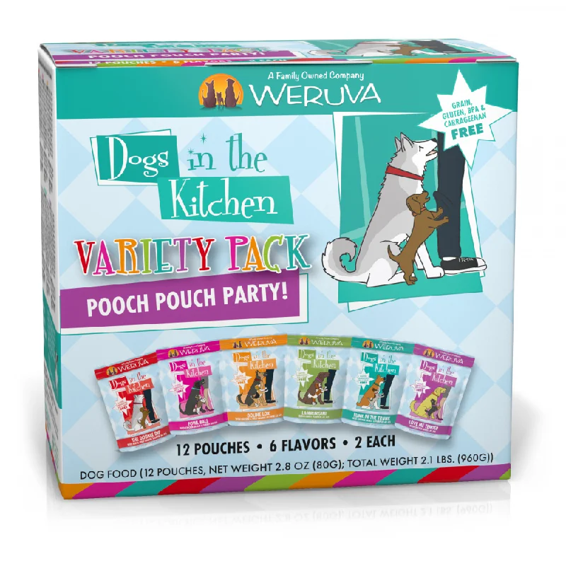 Best dog food for large breed puppies with balanced calcium and protein levels-Weruva Dogs in the Kitchen Grain Free Pooch Pouch Party! Variety Pack Wet Dog Food Pouches