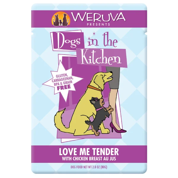 Best dog food with turmeric for inflammation and joint health in dogs-Weruva Dogs in the Kitchen Love Me Tender with Chicken Breast Au Jus Grain-Free Dog Food Pouches 2.8 oz