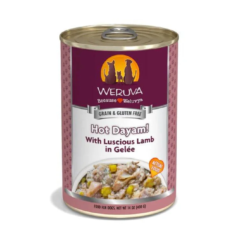 High-protein dog food with turkey for building lean muscle mass-Weruva Hot Dayam! With Luscious Lamb in Gelee Grain-Free Canned Dog Food