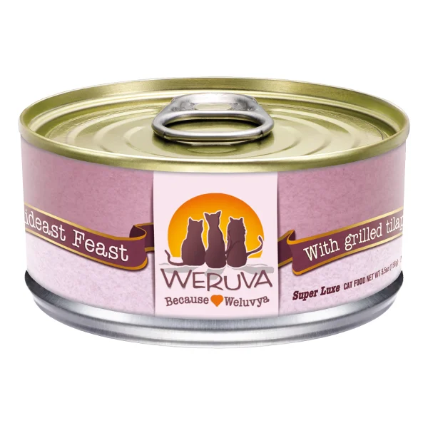 Hypoallergenic dog food with salmon for sensitive dogs and skin care-Weruva Classics Mideast Feast with Grilled Tilapia in Gravy Grain-Free Wet Canned Cat Food