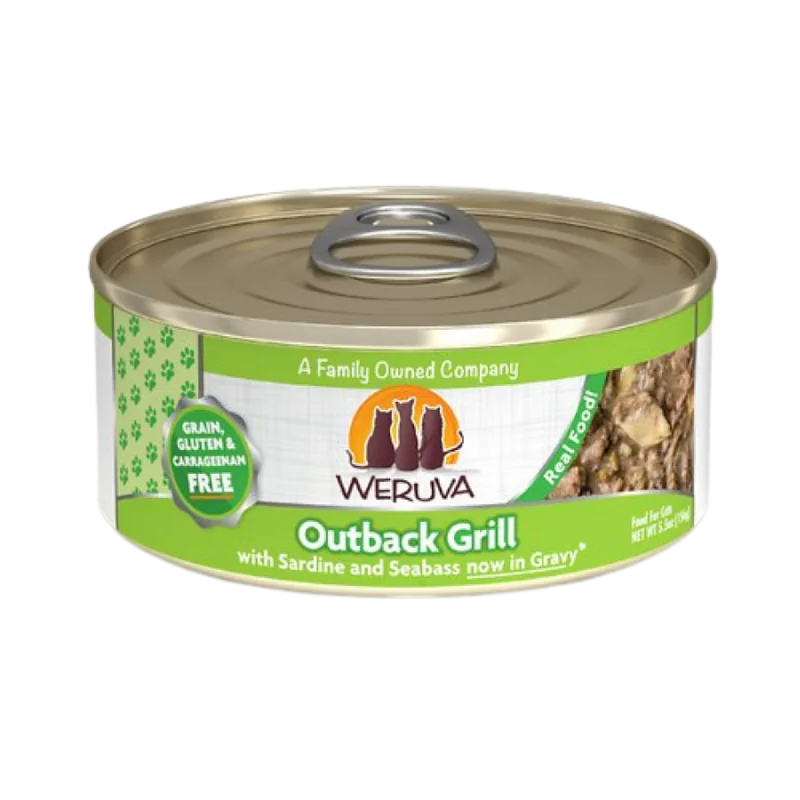 High-quality dog food with prebiotics to promote good gut health-Weruva Outback Grill with Trevally & Barramundi Canned Cat Food