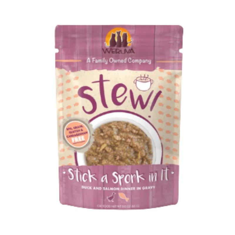 Best dog food for large breeds with joint support and balanced nutrients-Weruva Stew! Stick a Spork in It Duck & Salmon Dinner in Gravy Wet Cat Food Pouches 3oz