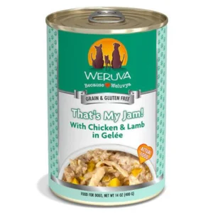 High-quality dog food with real beef for muscle and energy support-Weruva That's My Jam! With Chicken & Lamb in Gelee Canned Dog Food