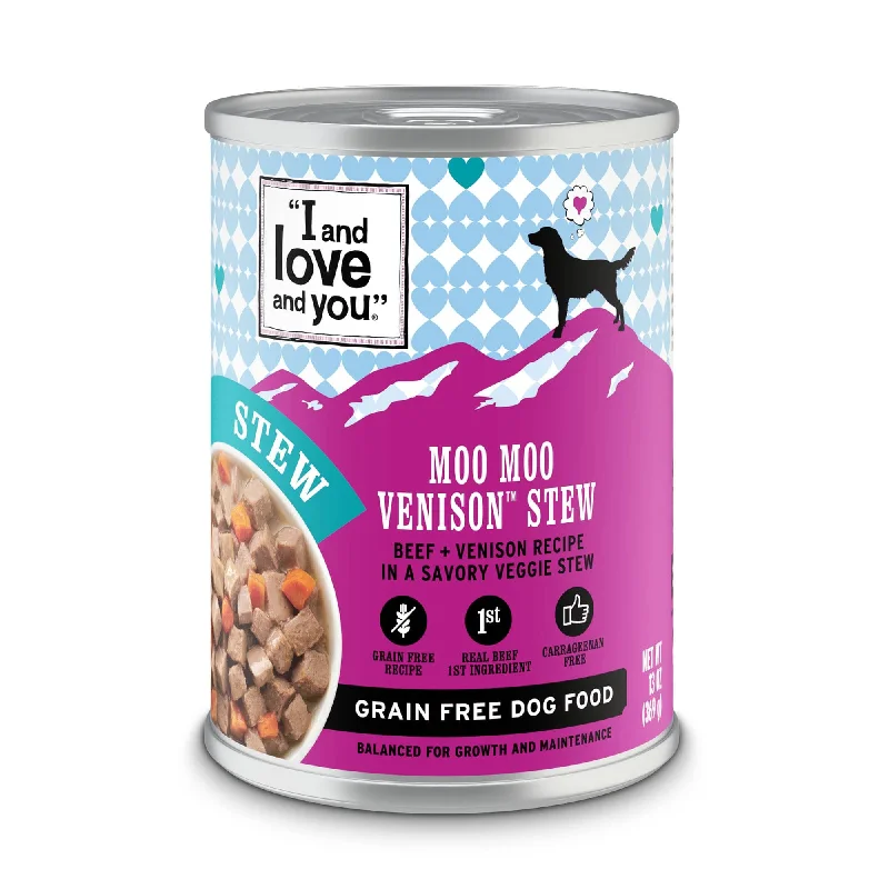 Grain-free dog food with turkey for a low-fat, high-protein diet-Moo Moo Venison Stew