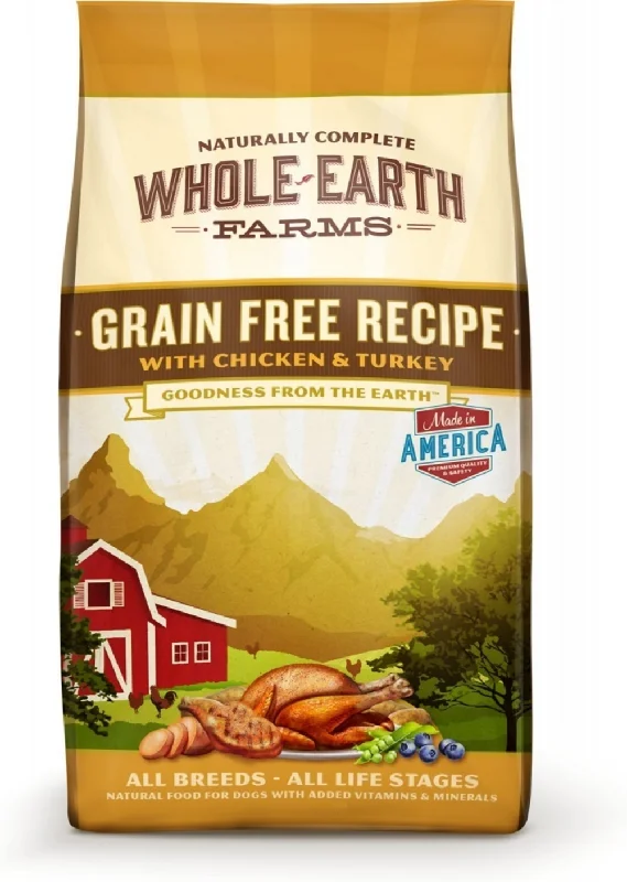 Best dog food with organic chicken for a healthier, antibiotic-free option-Whole Earth Farms Grain Free Recipe with Chicken and Turkey Dry Dog Food