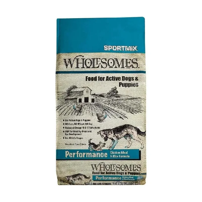 Dog food with probiotics for a healthy gut microbiome and digestion-Wholesomes™ Performance Chicken Meal & Rice Formula Dog Dry Food 30 Lbs