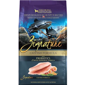 Dog food with added coconut oil for healthy skin, coat, and digestion-Zignature Catfish Limited Ingredient Formula Dry Dog Food