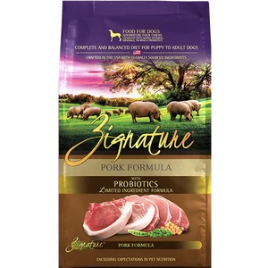 Best dog food for dogs with diabetes with low-glycemic ingredients-Zignature Pork Limited Ingredient Formula Dry Dog Food