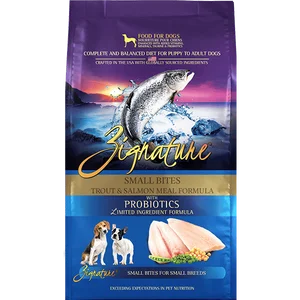 Best dog food with omega-3 and omega-6 for healthy skin and coat-Zignature Trout & Salmon Small Bites Formula Dry Dog Food