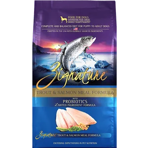 Grain-free dog food with quinoa and lentils for a nutritious, digestible meal-Zignature Trout & Salmon Meal Limited Ingredient Formula Dry Dog Food